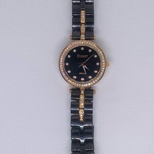 Stauer Elegante Ceramic Women's Watch - Black & Gold